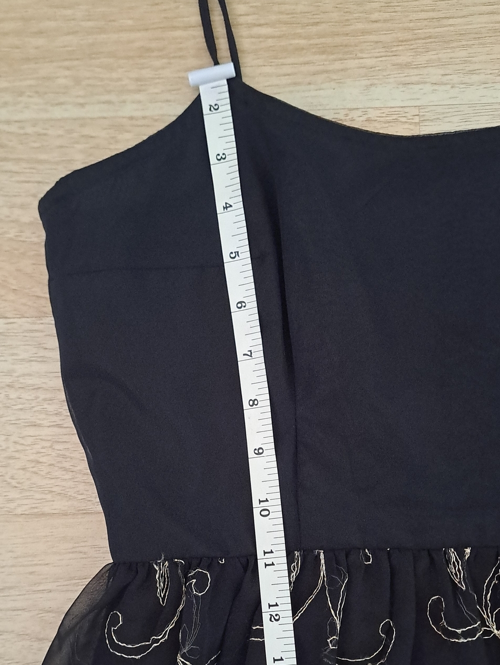 Black Midi Dress with Gold Floral Embroidery - Picture 5 of 10